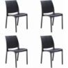 Sedia set 4 pz in resina impilabile made in Italy design per interno esterno SOFIA Nera