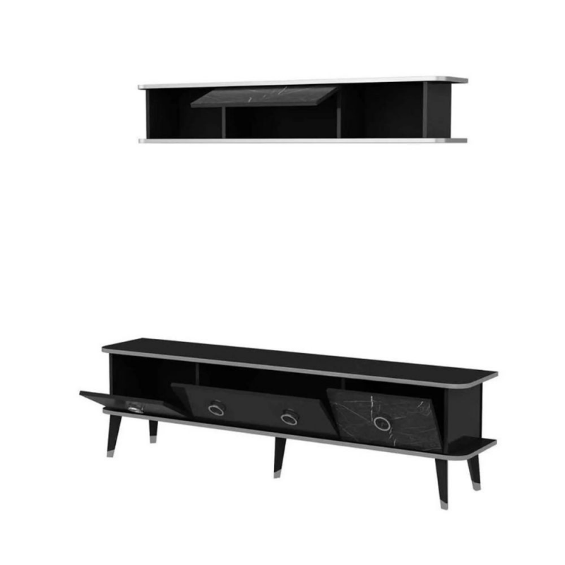 Porta TV con pensile BienTV 180 effetto marmo nero moderno