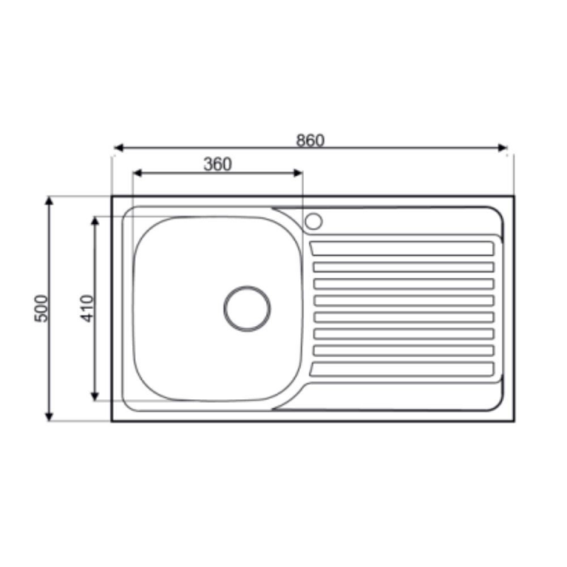 Lavello incasso cucina MP861VSX acciaio 86x50 cm vasca e gocciolatoio
