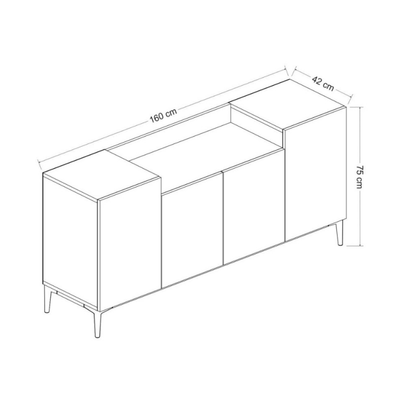 Madia Ellaria 4 ante noce 160x42x75h design moderno e capiente