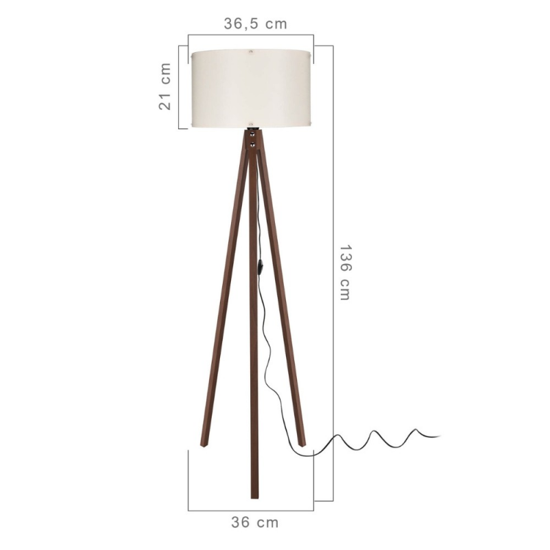 Lampada da terra Aden ASZ1460 noce e tessuto crema elegante