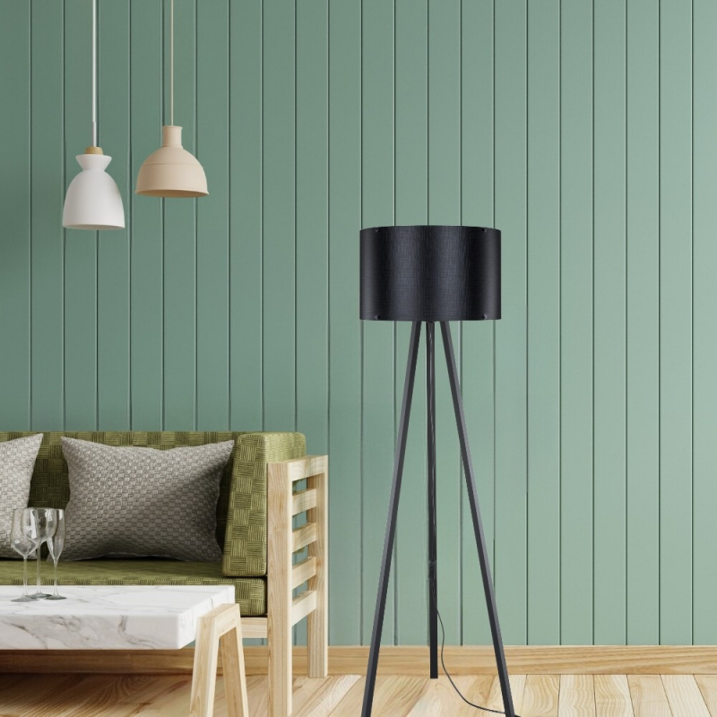 Lampada da terra Piko MDL5134 tessuto nero moderna elegante