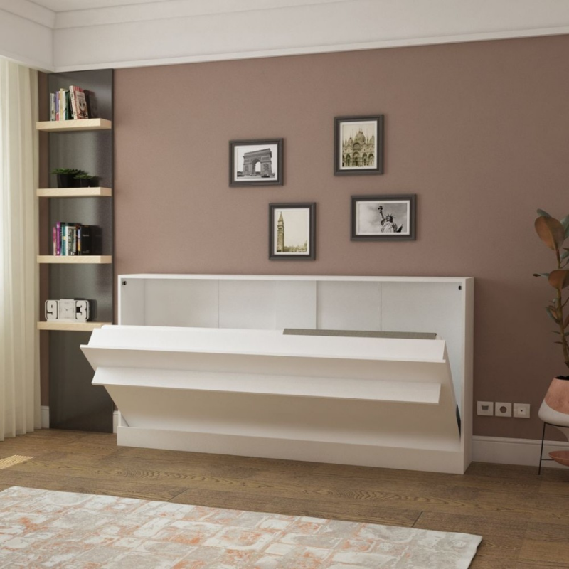 Letto singolo a scomparsa Life orizzontale bianco salvaspazio