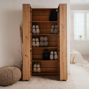 Scarpiera Lugo 02A 2 ante 5 scomparti quercia salvaspazio moderna