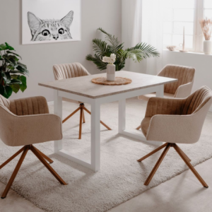 Tavolo allungabile Houston 80B bianco sabbia 120x75x80 cm moderno