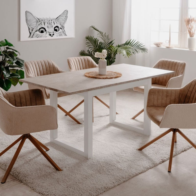 Tavolo allungabile Houston 80B bianco sabbia 120x75x80 cm moderno