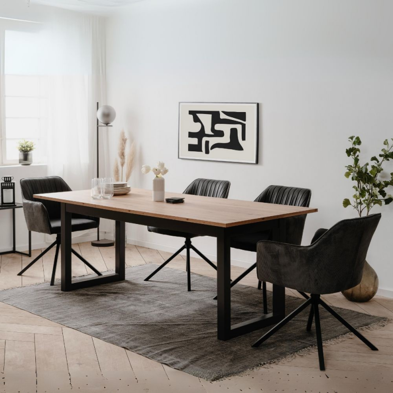 Tavolo allungabile Denver 80C quercia antracite 200x75x90 cm