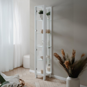 Vetrina Albi 52A 1 anta vetro e specchio bianca moderna