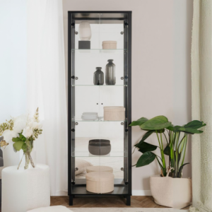 Vetrina Albi 52B 2 ante vetro e specchio nera moderna