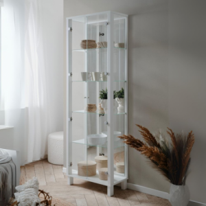 Vetrina Albi 52B 2 ante vetro e specchio bianca moderna