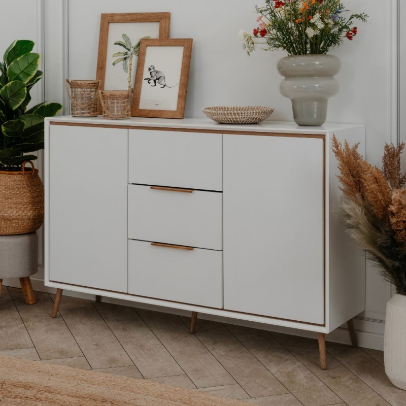 Madia Arona 01B 2 ante 3 cassetti bianco quercia moderna