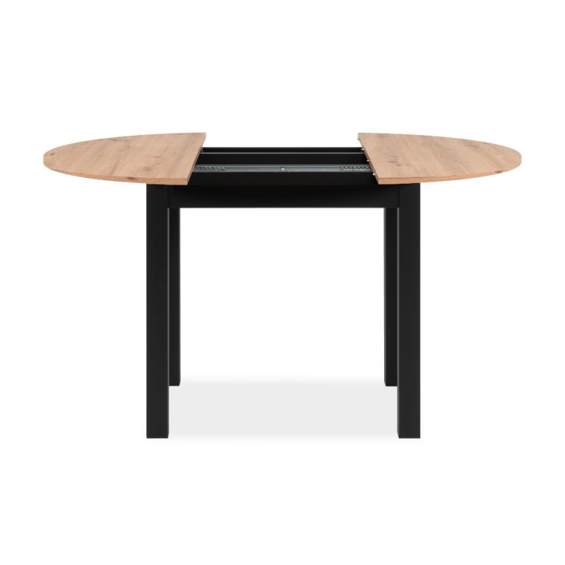 Tavolo rotondo allungabile Coburg 100 quercia/nero – Versatilità e stile