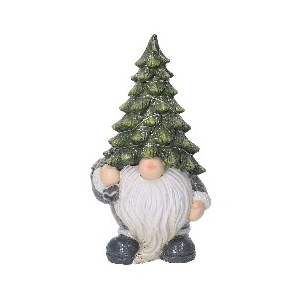 Gnomo resina LED albero oro 11x10h21 cm decorazione natalizia