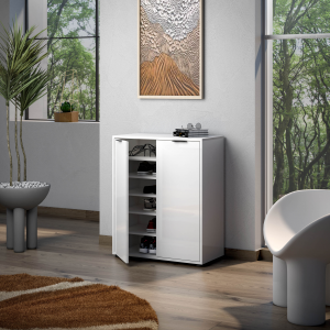 Zoom Scarpiera 2 ante bassa JOLLY bianco lucido cm 72x86x36h made in Italy