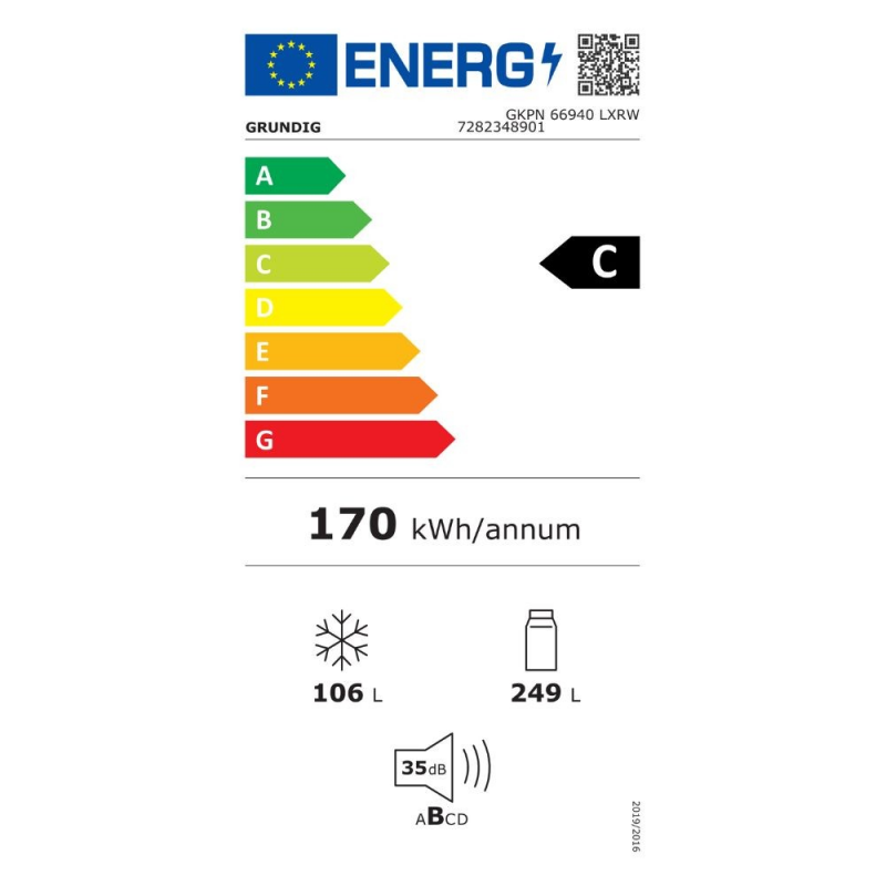 Frigorifero combinato Grundig 70 cm 483 lt Dark Inox Classe C