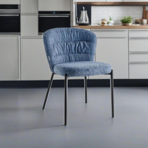 Set 4 sedie imbottite Cami tessuto teddy azzurro polvere