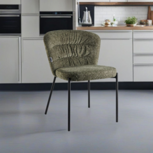 Set 4 sedie imbottite Cami tessuto teddy verde moderno