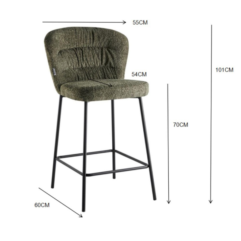 Set 2 sgabelli imbottiti Cami tessuto teddy azzurro polvere