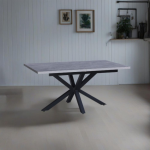 Tavolo rettangolare allungabile Rob cemento gambe nere