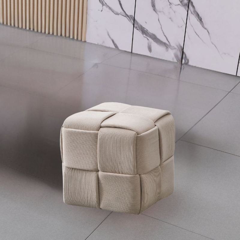 Pouf Den quadrato intrecciato tortora pratico e moderno