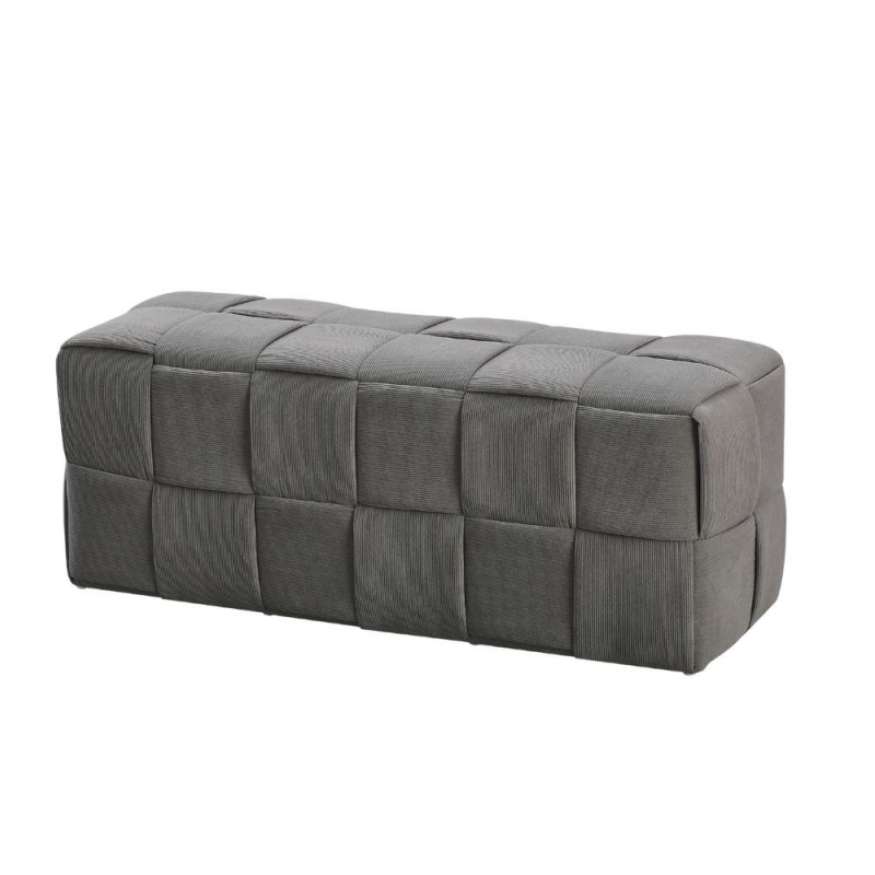 Pouf Den rettangolare grigio effetto intrecciato - Comfort e design moderno