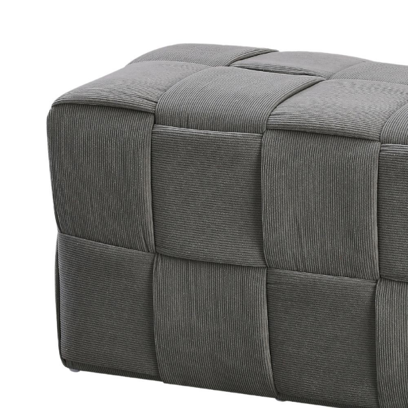 Pouf Den rettangolare grigio effetto intrecciato - Comfort e design moderno