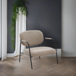 Set 2 poltrone Nat metallo nero tessuto teddy tortora moderne