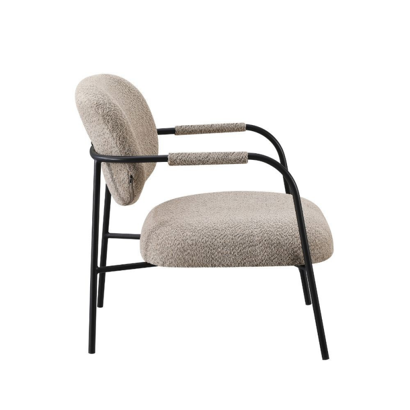 Set 2 poltrone Nat metallo nero tessuto teddy tortora moderne