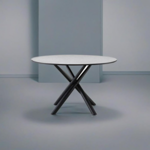 Tavolo tondo Logan cemento Ø120xH76,5 cm gambe metallo nero