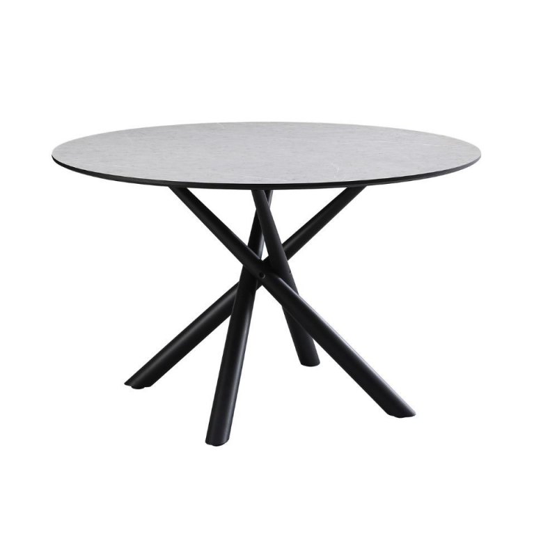 Tavolo tondo Logan cemento Ø120xH76,5 cm gambe metallo nero