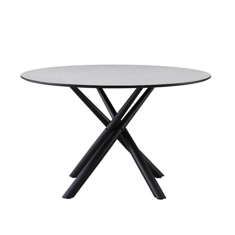 Tavolo tondo Logan cemento Ø120xH76,5 cm gambe metallo nero