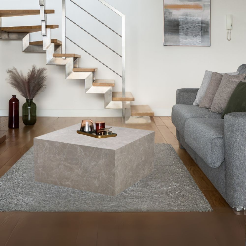 Tavolino da salotto Lola effetto marmo beige 80x80x40 cm moderno