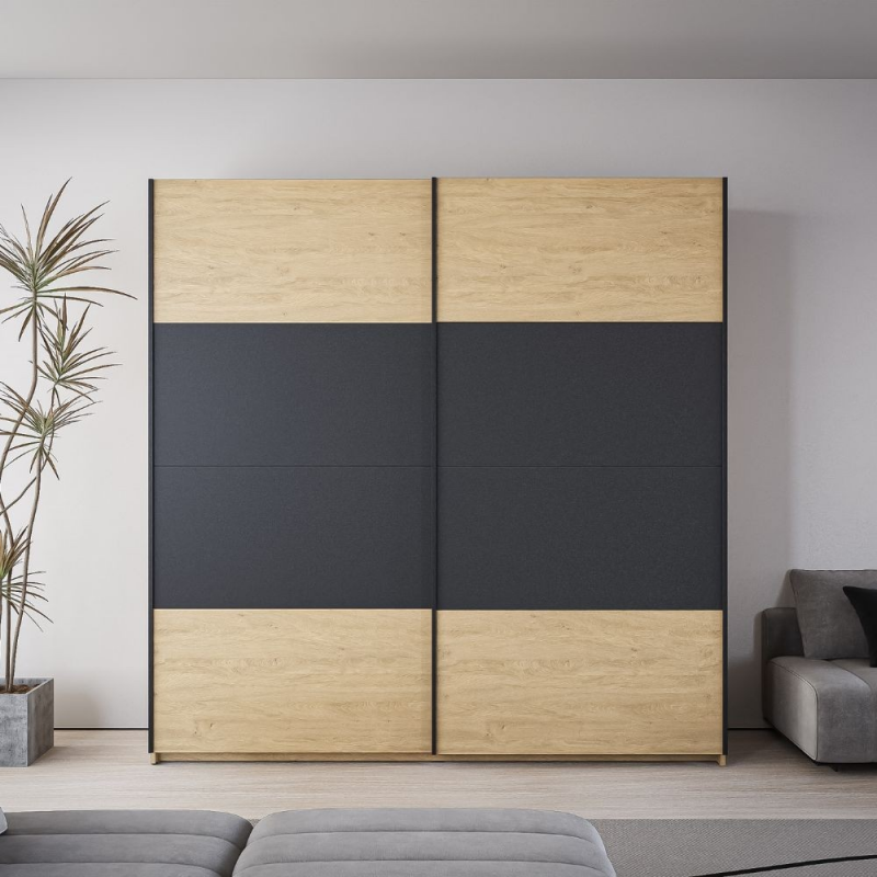 Armadio Loft 2 ante scorrevoli rovere Sonoma antracite moderno