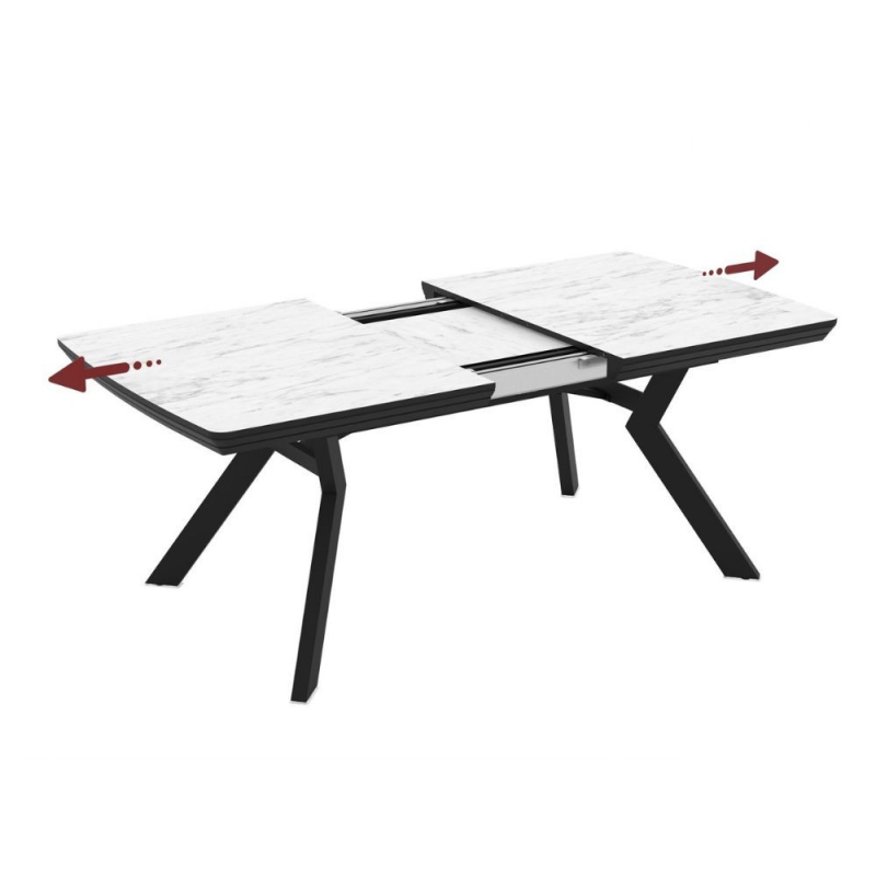 Tavolo allungabile Robat effetto marmo bianco opaco 160x100