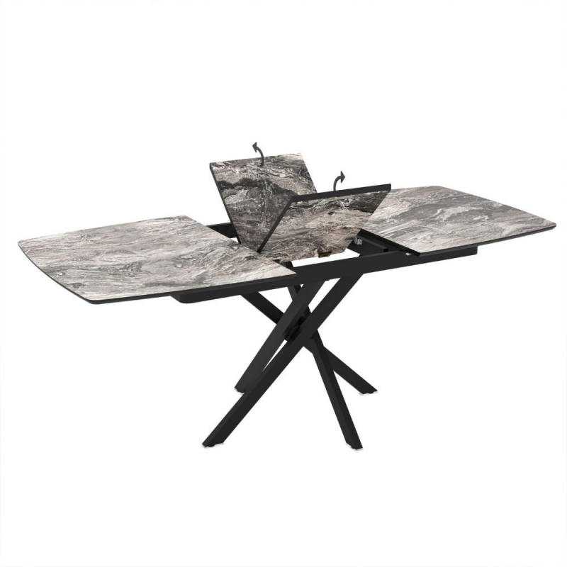 Tavolo allungabile Filis effetto marmo arabesque nero lucido