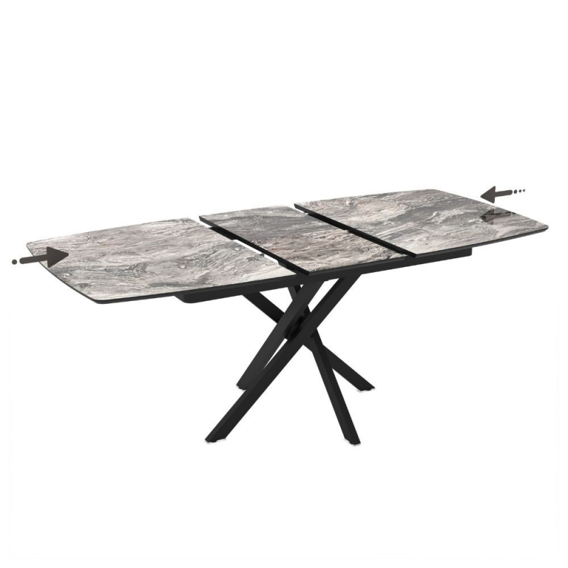 Tavolo allungabile Filis effetto marmo arabesque nero lucido