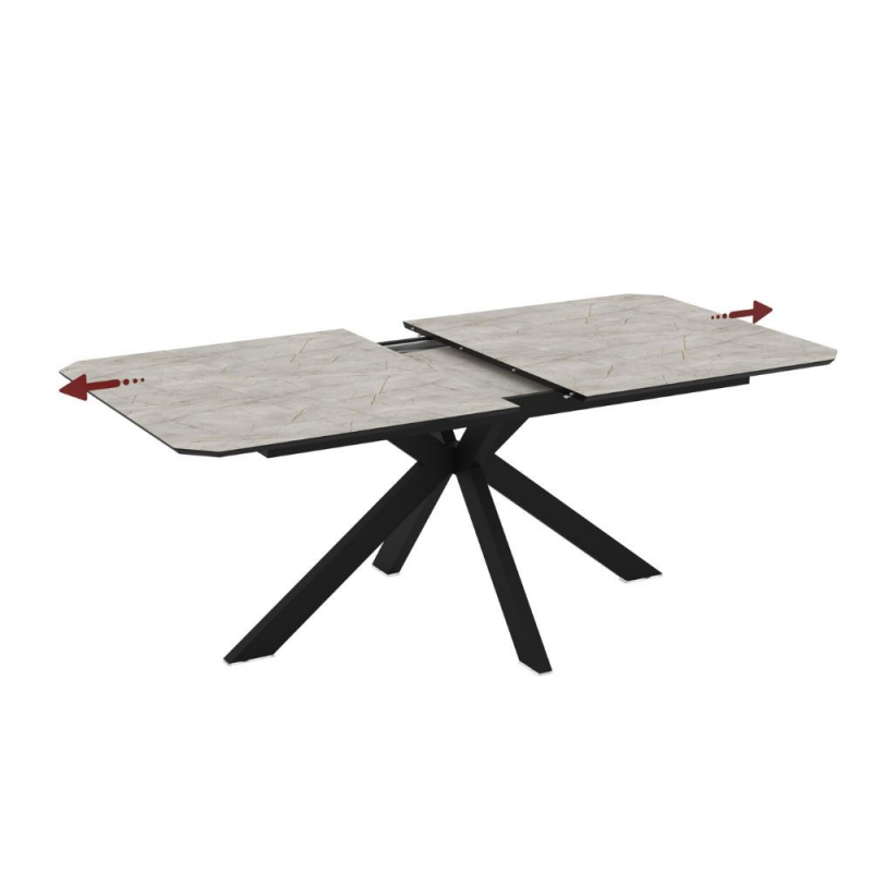 Tavolo allungabile Opera effetto marmo lagina opaco e metallo