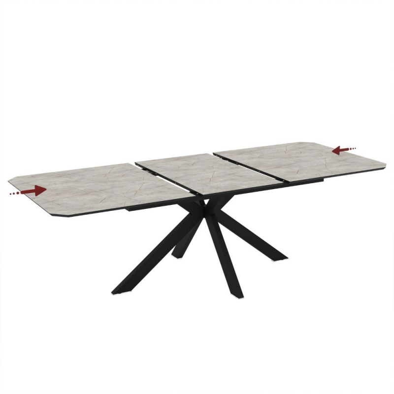 Tavolo allungabile Opera effetto marmo lagina opaco e metallo