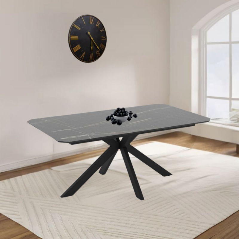 Tavolo allungabile Opera marmo nero gold lucido e metallo