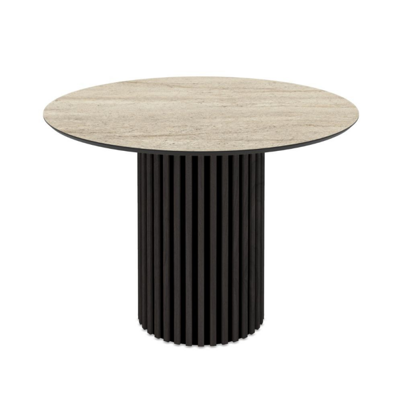Tavolo Olympus effetto marmo travertino legno nero