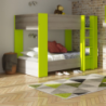 Letto a castello 2087 rovere grigio chiaro verde lime moderno