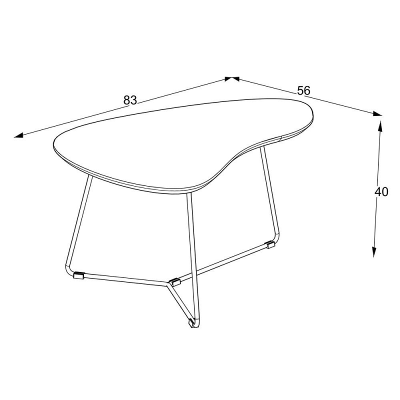 Tavolino Tussey piano cashmere e metallo nero per salotto moderno