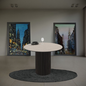 Tavolo Olympus fisso piano cashmere struttura legno nero elegante