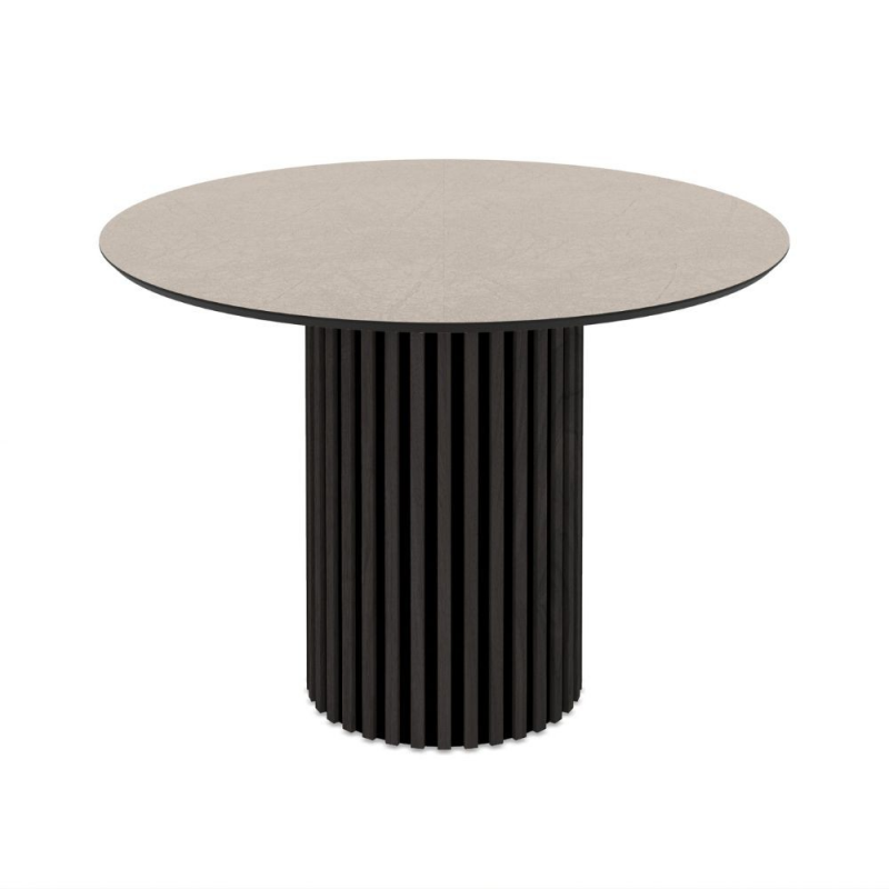 Tavolo Olympus fisso piano cashmere struttura legno nero elegante
