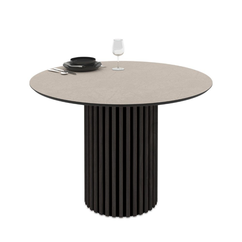 Tavolo Olympus fisso piano cashmere struttura legno nero elegante