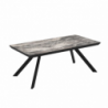 Tavolo allungabile Corin con piano effetto marmo nero arabesque lucido e gambe in metallo nero