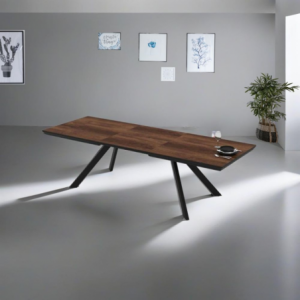 Tavolo allungabile Corin piano noce gambe metallo nero moderno