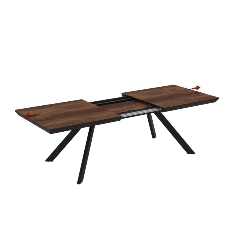 Tavolo allungabile Corin piano noce gambe metallo nero moderno