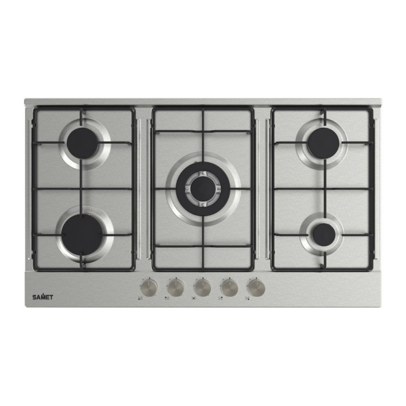 Piano cottura a gas Samet Apollo 2 incasso 5 fuochi 90 cm inox