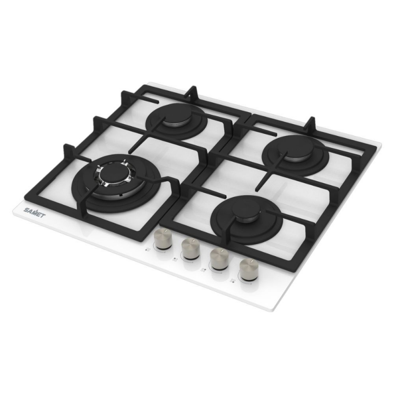 Piano cottura a gas Samet Dafne 60 incasso 4 fuochi vetro bianco
